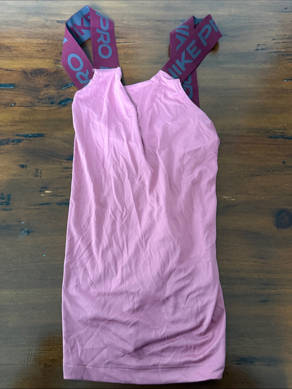 Nike Pink Performance Tank with Burgundy Logo Straps